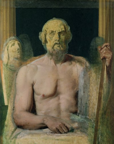 Homero, estudio para La Apoteosis de Homero, 1826-27 de Jean Auguste Dominique Ingres