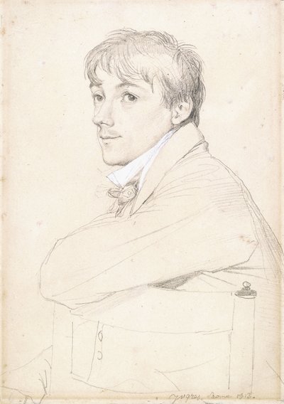 Jean-Louis Provost, sentado y descansando su brazo izquierdo en el respaldo de una silla, 1813 de Jean Auguste Dominique Ingres