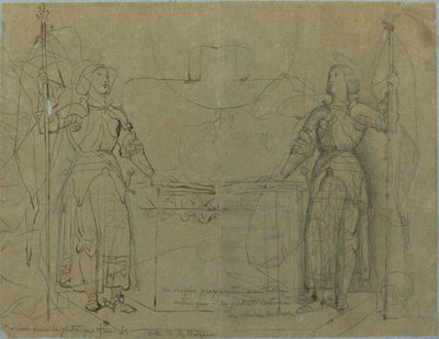 Juana de Arco de pie en el altar de la Catedral de Reims de Jean Auguste Dominique Ingres