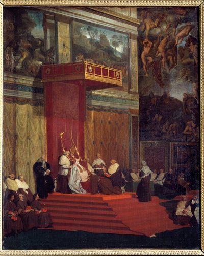Papa Pío VII (1742-1823) papa de 1800 a 1823 sosteniendo la capilla (Capilla Sixtina del Vaticano). Pintura de Jean Auguste Dominique Ingres (1780-1867) de Jean Auguste Dominique Ingres