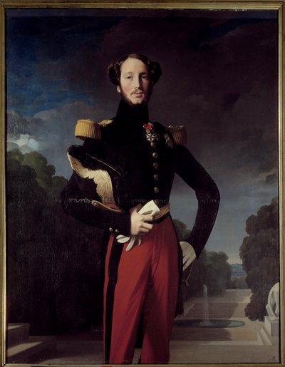 Retrato de Ferdinand Philippe, Duque de Orleans (1810-1842) frente al parque de Saint Cloud de Jean Auguste Dominique Ingres