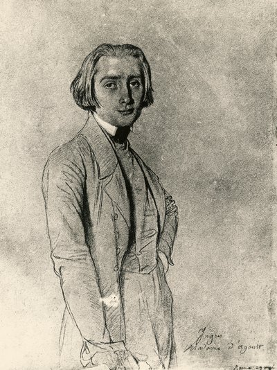 Retrato de Franz Liszt (dibujo) de Jean Auguste Dominique Ingres