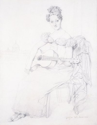 Retrato de la señorita Elizabeth Keating tocando su guitarra, 1816 de Jean Auguste Dominique Ingres