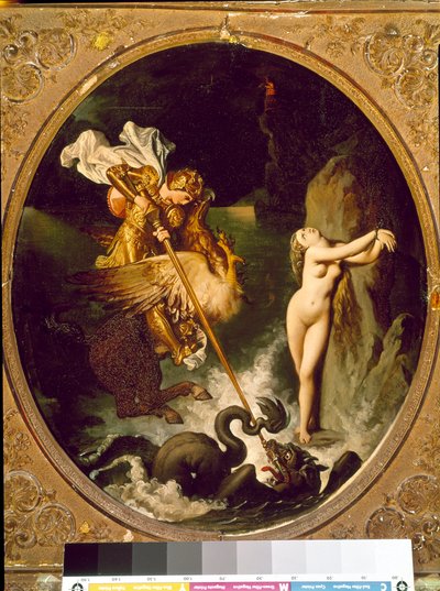 Roger liberando a Angélica. Ilustración del Canto X de Orlando furioso por Ludovico Ariosto. Pintura de Jean Auguste Dominique Ingres (1780-1867) de Jean Auguste Dominique Ingres