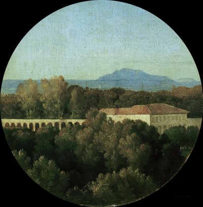 Paisaje romano con acueducto de la Villa Borghese, 1807 de Jean Auguste Dominique Ingres
