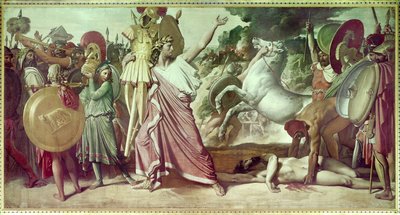 Rómulo vencedor de Acrón lleva los restos opimitos al templo de Júpiter de Jean Auguste Dominique Ingres