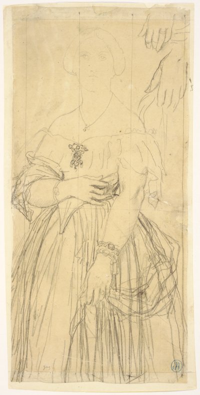 Estudio para el vestido y las manos de Madame Moitessier de Jean Auguste Dominique Ingres