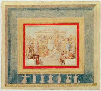 La apoteosis de Homero, diseño para el techo del Louvre, 1826-27 de Jean Auguste Dominique Ingres