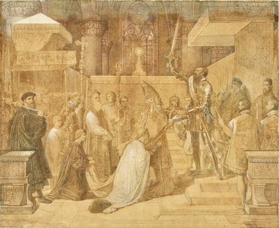 El duque de Alba recibe la bendición del Papa en la catedral Sainte-Gudule de Bruselas de Jean Auguste Dominique Ingres