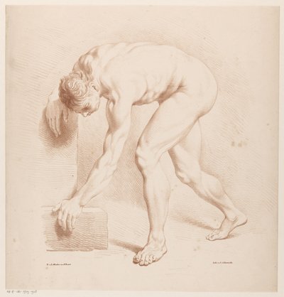 Hombre desnudo doblado de Jean Augustin Daiwaille