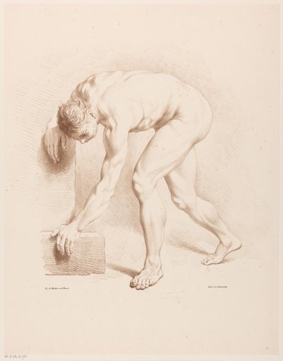 Hombre desnudo doblado de Jean Augustin Daiwaille