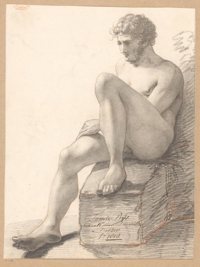 Desnudo masculino sentado, visto de frente (2º premio 1808) de Jean Augustin Daiwaille