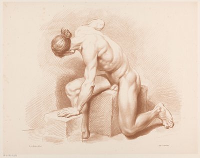 Hombre desnudo sentado de Jean Augustin Daiwaille