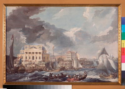 Vue de la Bourse a Saint Petersburg (Vista de la Bolsa de San Petersburgo) - Obra de Jean Balthazard de la Traverse (segunda mitad del siglo XVIII), acuarela y gouache sobre papel de Jean Balthazard de la Traverse
