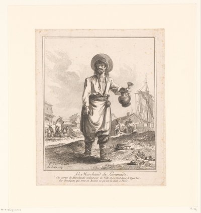 Vendedor de limonada
Le Marchand de Limonade (título en el objeto)
Comerciantes y vendedores ambulantes de San Petersburgo y Moscú (título de la serie)
Premiere Suite de Cris et Divers Marchands de Petersbourg et de Moscou (título de la serie) de Jean Baptist Leprince