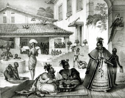 Interior de una casa de Cigganos, de "Voyage Pictoresque et Historique au Bresil". de Jean Baptiste (after) Debret