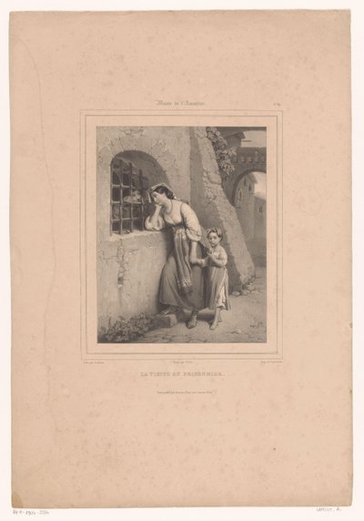 Mujer y niño visitan a un preso La visite au prisonnier (título sobre objeto) Museo para los amantes del arte (título de la serie) Musée de l