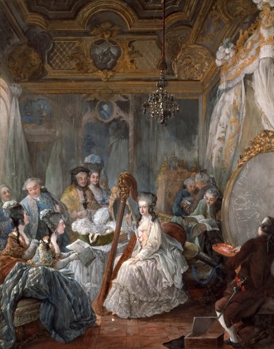 María Antonieta tocando el arpa de Jean Baptiste André Gautier Dagoty