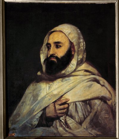 Retrato de Ben Mahi Ed Din Abd El Kader (Abd El-Kader) (1808-1883) Emir argelino de Jean Baptiste Ange Tissier
