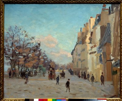 Quai de la gare en París, efecto de nieve de Jean Baptiste Armand Guillaumin