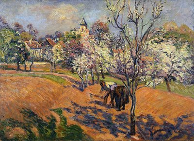 Primavera con una pareja cavando y sembrando semillas de Jean Baptiste Armand Guillaumin