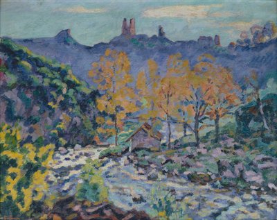 El molino de Brigand y las ruinas del castillo de Crozant, Creuse, c.1900 de Jean Baptiste Armand Guillaumin