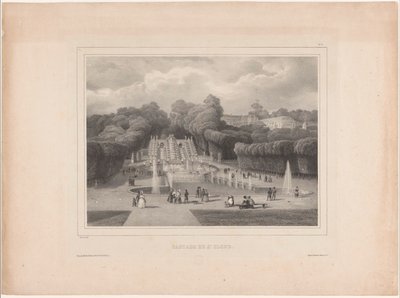 Fuente del castillo de Saint-Cloud Cascade de St. Cloud (título sobre el objeto) Grandes vistas en París (título de la serie) de Jean Baptiste Arnout