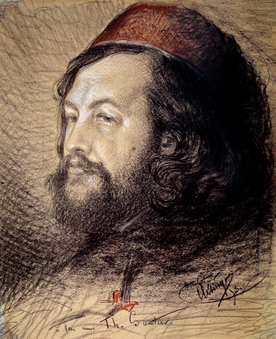 Retrato de Théophile Gautier (1811-1872). Dibujo a carbón y pastel de Auguste Clésinger (1814-1883) 1851 Dim. 0,77x0,65 m Versalles, museo del castillo de Jean Baptiste Auguste Clesinger