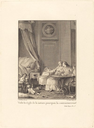 Voilá la règle de la nature, pourquoi la contrariez-vous? de Jean Baptiste Blaise Simonet after Jean Michel Moreau