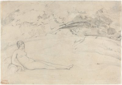 Un desnudo reclinado en un paisaje de Jean Baptiste Camille Corot