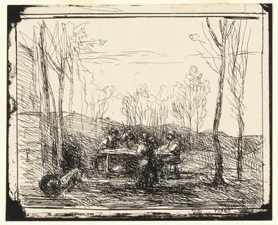 Un picnic en el claro de Jean Baptiste Camille Corot