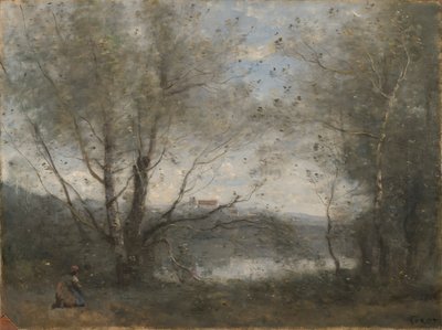 Un estanque visto a través de los árboles de Jean Baptiste Camille Corot