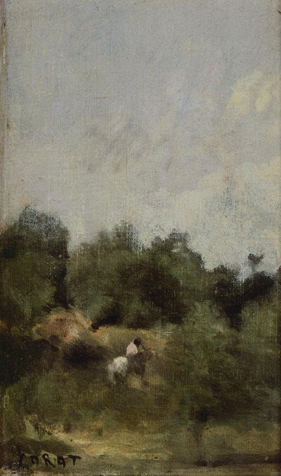 Un jinete en el campo, de Jean-Baptiste-Camille Corot (1796-1875). de Jean Baptiste Camille Corot