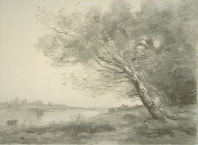 Árbol torcido junto al agua de Jean Baptiste Camille Corot