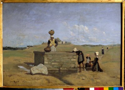 Bretones en la fuente, pueblo de Batz de Jean Baptiste Camille Corot