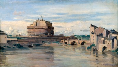 Castel Sant Angelo y el río Tíber, Roma, c1816-1875 de Jean Baptiste Camille Corot
