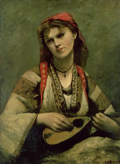 Christine Nilson (1843-1921) o La bohemia con una mandolina de Jean Baptiste Camille Corot