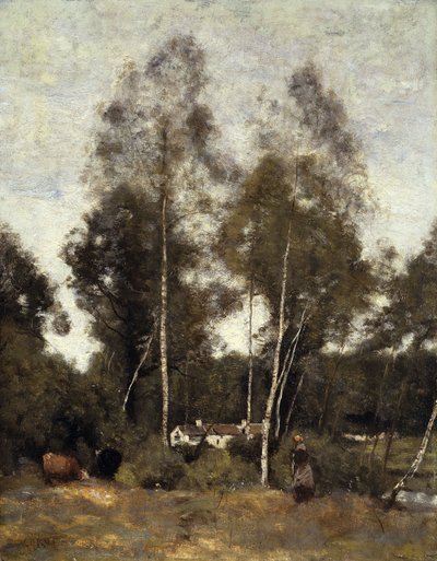 Clairiere Pierre du Bois, los Evaux, cerca de Chateau-Thierry; Clairiere du Bois Pierre, aux Evaux, pres Chateau-Thierry, c.1855-65 de Jean Baptiste Camille Corot