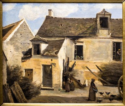 Patio de una casa cerca de París de Jean Baptiste Camille Corot