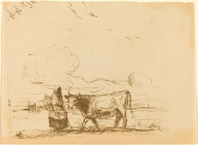 Vaca y su cuidador (La Vache et sa gardienne) de Jean Baptiste Camille Corot