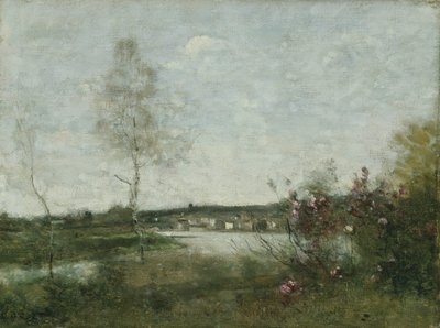 Vista distante de Corbeil, mañana de Jean Baptiste Camille Corot