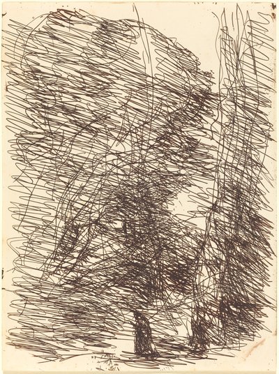 Soñador bajo Árboles Altos de Jean Baptiste Camille Corot