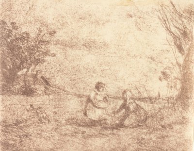 Niños de la granja, 1853 de Jean Baptiste Camille Corot