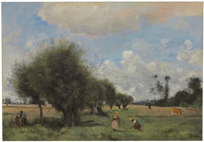 Campos cerca de Étampes, c.1855-60 de Jean Baptiste Camille Corot