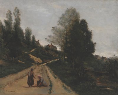 Francés: Gouvieux, près Chantilly. Camino ascendente de Jean Baptiste Camille Corot