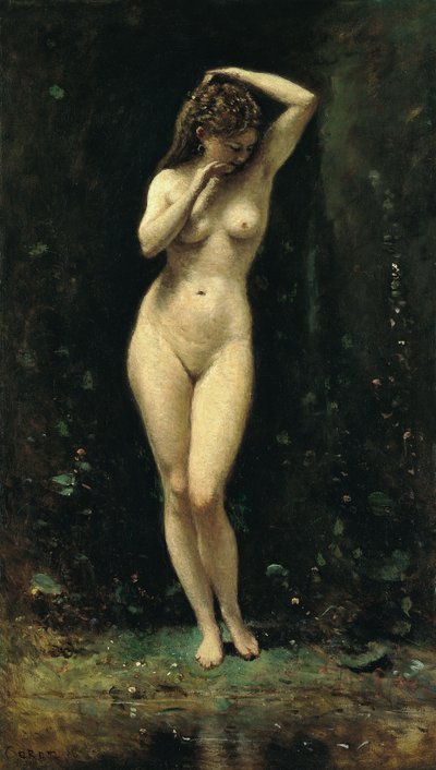 En francés:  Le Bain de Diane (La Fontaine) Baño de Diana (La Fuente) de Jean Baptiste Camille Corot