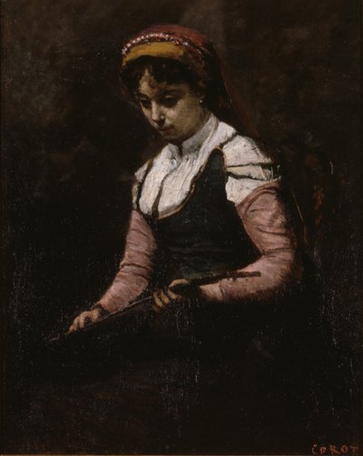 Chica con mandolina de Jean Baptiste Camille Corot