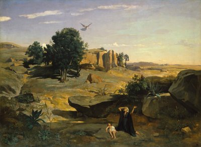 Agar en el desierto, 1835 de Jean Baptiste Camille Corot