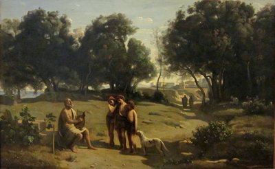 Homero y los Pastores de Jean Baptiste Camille Corot