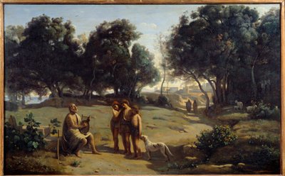Homero y pastores en la isla de Patmos de Jean Baptiste Camille Corot